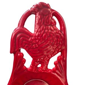 ODi Vintage Cast Iron Spoon Rest Red Rooster Kitchen Decor Farmhouse Country